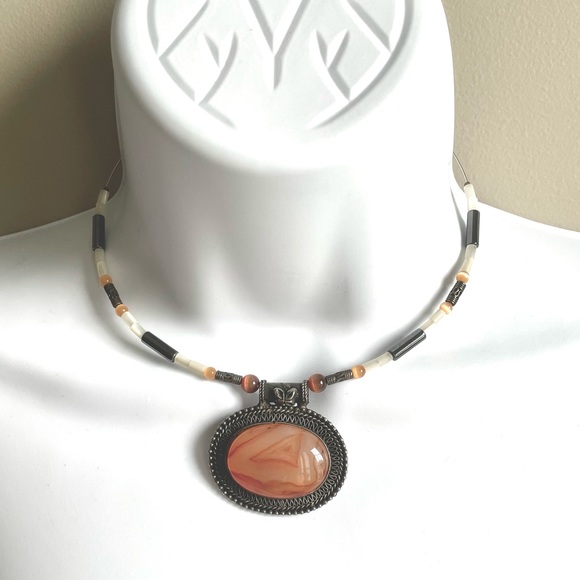 Orange Agate Choker Necklace - Picture 1 of 7